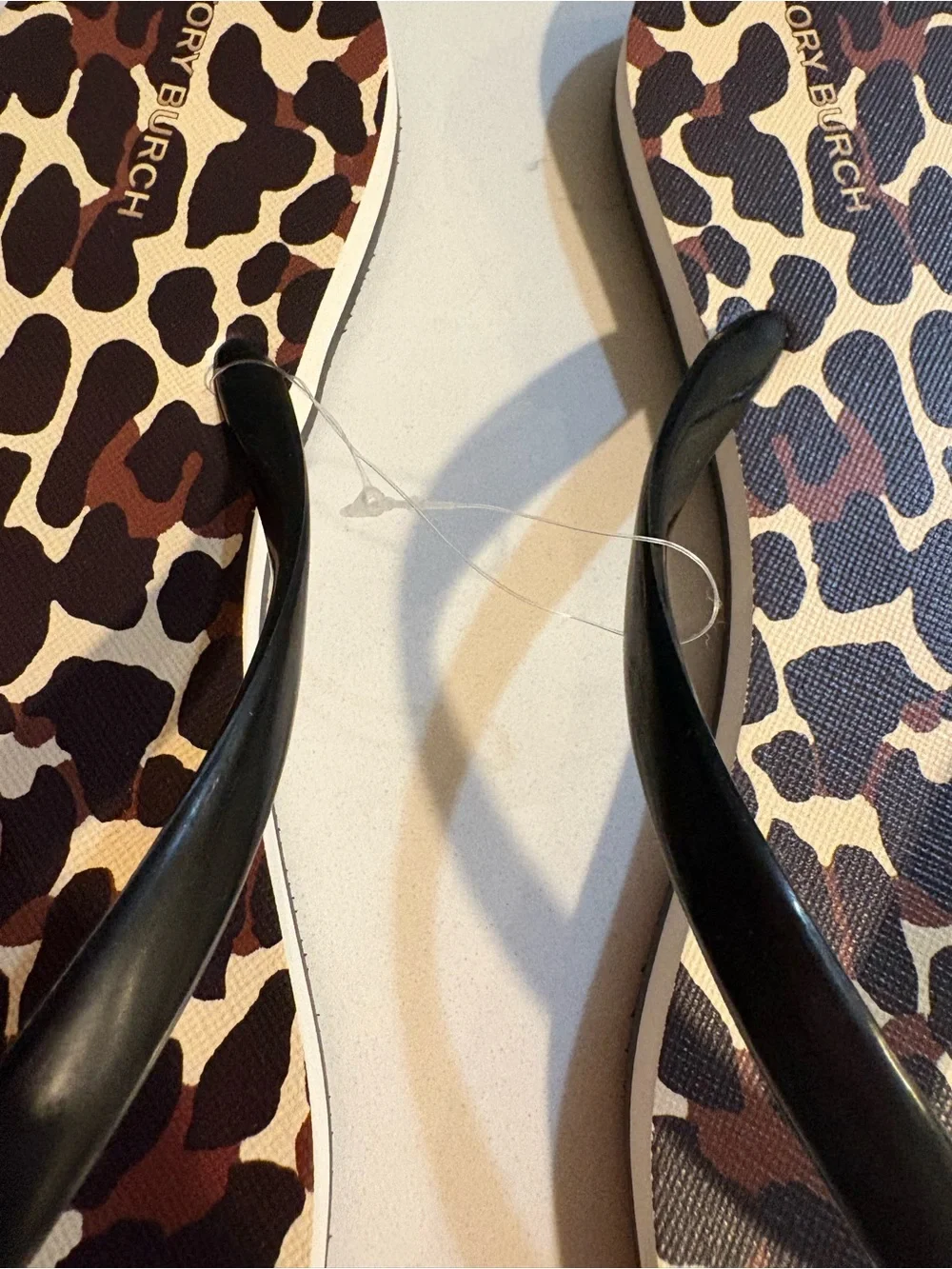 Tory Burch Leopard-Print Flip Flops with Black Straps